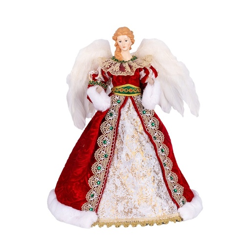 [600-49559] ÁRBOL SUPERIOR ÁNGEL CON CON PLUMAS ALAS Y BURDEOS CAPA, 40CM