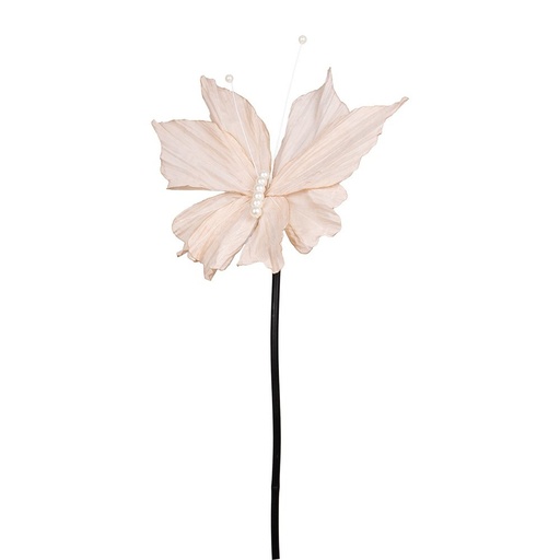 [600-48631] MARIPOSA CON PERLAS BLANCAS Y BEIGE ALAS, 50X120CM