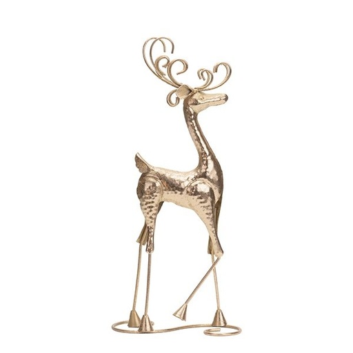[600-48440] METAL CIERVO, DORADO, CON ELEGANTE DISEÑADO ASTAS Y BASE, 16X7.5X40CM