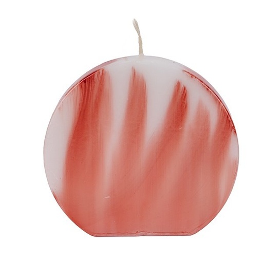 [819-01990] VELA CIRCULAR MÁRMOL BLANCO - ROJO 15X15CM