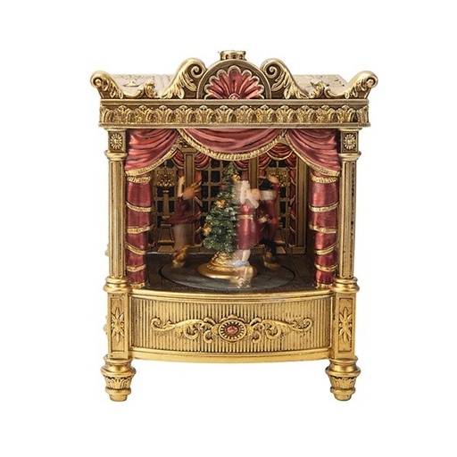 [600-48383] DORADO TEATRO ESCENARIO CON MÚSICA Y MOVIMIENTO, A PILAS, 17.5X13X24CM