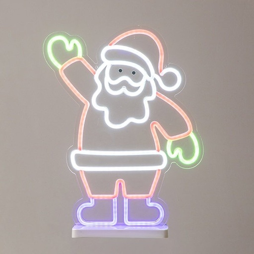 [600-23128] PAPÁ NOEL 33X42.5CM, 24V ADAPTADOR, VERDE, ROJO, AZUL & BLANCO NEON LED MANGUERA LUMINOSA, CABLE DE ALIMENTACIÓN 5M, IP44