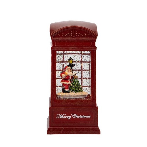 [600-48300] TELÉFONO CASETA, CON PAPÁ NOEL, ROJO, CON CON AGUA EN EL INTERIOR, A PILAS, 8X8X16.6CM