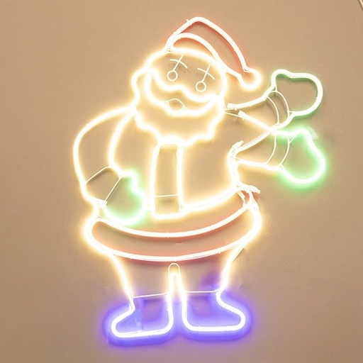 [600-23123] PAPÁ NOEL 56X69CM CON MOVIMIENTO, 6.2M NEON LED MANGUERA LUMINOSA, VERDE, ROJO, AZUL & CÁLIDO BLANCO, CABLE DE ALIMENTACIÓN 5M, IP44