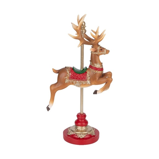 [600-48593] NAVIDAD RENO CARRUSEL, POLIRRESINA, CON DECORADO SILLA DE MONTAR, 17.5X10.2X35.2CM