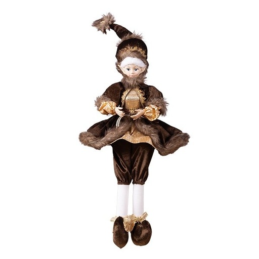 [600-49348] ARLEQUÍN CON MARRÓN CHAMPÁN VESTIDO, 61CM
