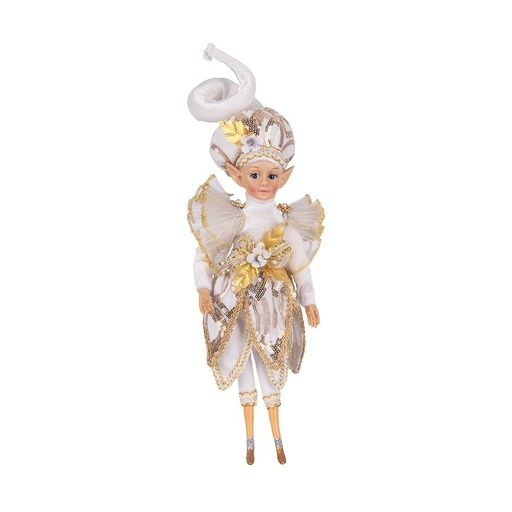 [600-49544] ARLEQUÍN CON BLANCO TRAJE Y CHAMPÁN DETALLES, 45CM