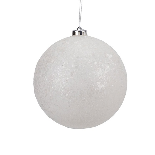 [600-48799] PLÁSTICO BOLA, BLANCO, CON BLANCO PURPURINA COPOS, JUEGO 3UDS, 15CM