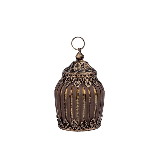 [819-02160] FAROL LED METÁLICO - CRISTAL DORADO - NEGRO - MARRÓN 8X8X13CM