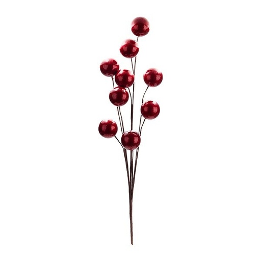 [600-49667] RAMA RAMO CON ROJO METÁLICO BAYAS, 72CM