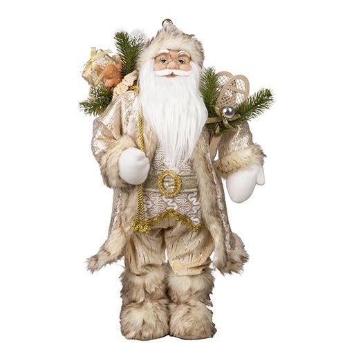 [600-48655] PAPÁ NOEL CON BEIGE PELO TRAJE, 60CM