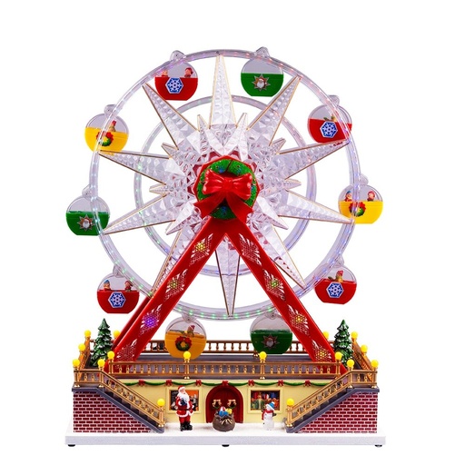 [600-49700] NORIA RUEDA ATRACCIONES PARQUE ATRACCIÓN, CON LAZO ROJO, CON CLARO, MÚSICA Y MOVIMIENTO, TRANSFORMADOR, 44.5X20.5X54CN