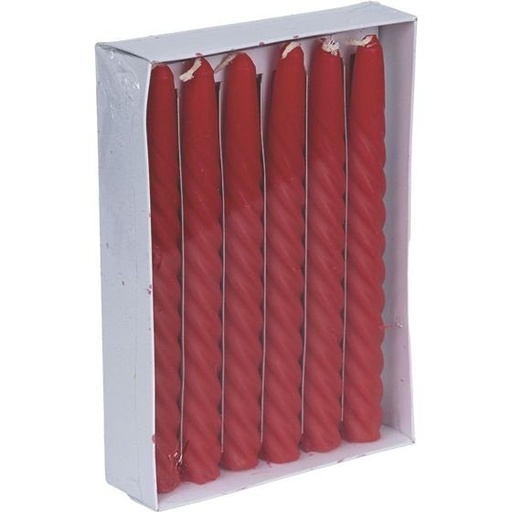 [819-00037] S/12 CANDELABRO VELA ROJO 2X20CM