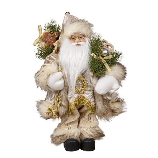 [600-48653] PAPÁ NOEL CON BEIGE PELO TRAJE 30CM