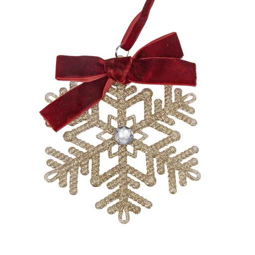 [600-49474] DORADO COPO DE NIEVE CON BURDEOS LAZO, 11.7 CM