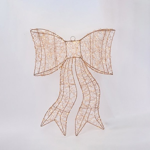 [600-22591] ILUMINADO LAZO 44X8X56CM, 400 MINI LED, ADAPTADOR, TEMPORIZADOR, HILO DE COBRE BRONCE, BRONCE ESTRUCTURA METÁLICA, LED BLANCO CÁLIDO & LED BLANCO CÁLIDO INTERMITENTE, CABLE DE ALIMENTACIÓN 5M, IP44