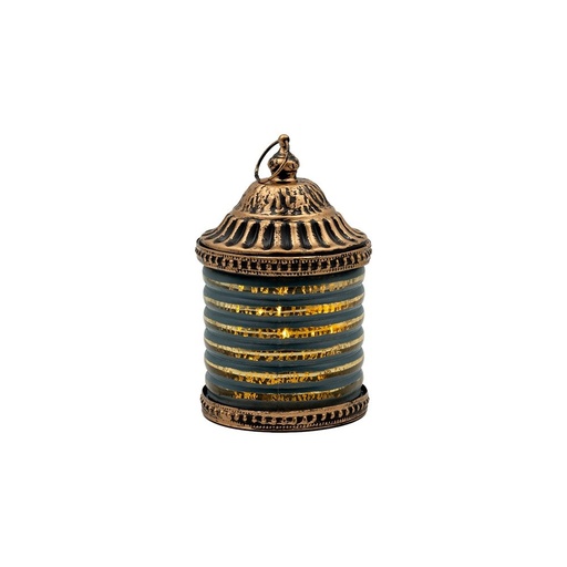 [819-02177] FAROL LED METÁLICO - CRISTAL DORADO - NEGRO - AZUL 7.5X7.5X13CM