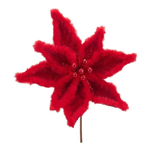 [600-49363] ROJO FLOR CON CON PLUMAS BORDES, 30X20CM