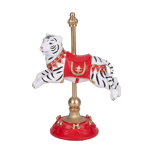 [600-48595] CIRCO TIGRE CARRUSEL, ROJO Y BLANCO, POLIRRESINA, 16.5X9X22.3CM
