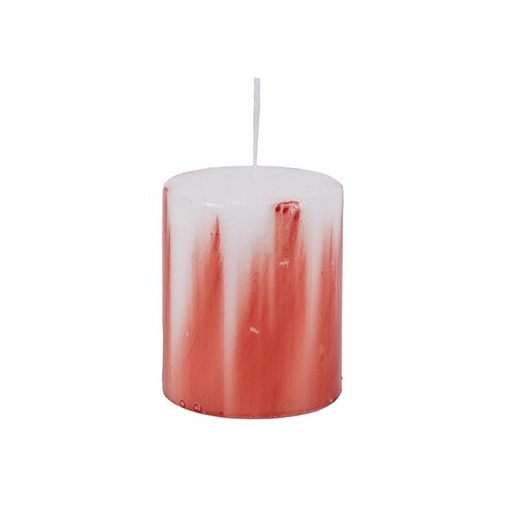 [819-01974] VELA CILÍNDRICA MÁRMOL BLANCO - ROJO 7X8CM