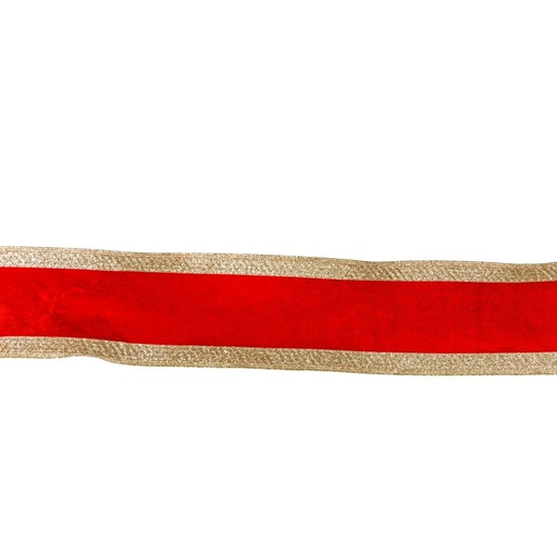 [600-49524] ROJO CINTA CON CHAMPÁN PURPURINA BORDES, TERCIOPELO, DE DOBLE CARA, 914X10CM