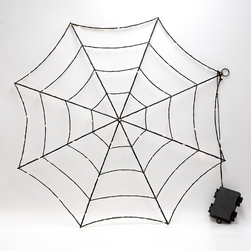 [600-48719] ILUMINADO RED 57CM, 80 MINI LED, CAJA DE PILAS 3XAA, TEMPORIZADOR, HILO DE COBRE NEGRO, NEGRO ESTRUCTURA METÁLICA, LED BLANCO CÁLIDO, CABLE DE ALIMENTACIÓN 30CM, IP44