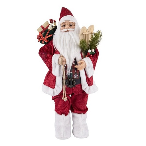 [600-48313] PAPÁ NOEL CON BURDEOS TERCIOPELO ROPA Y HIELO PATINES, 60CM