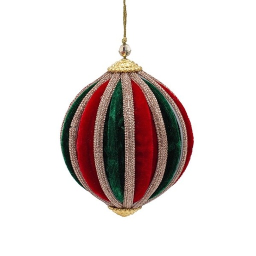 [600-49163] TERCIOPELO BOLA, VERDE Y ROJO, LUJO, CON PIEDRAS PRECIOSAS, 10CM