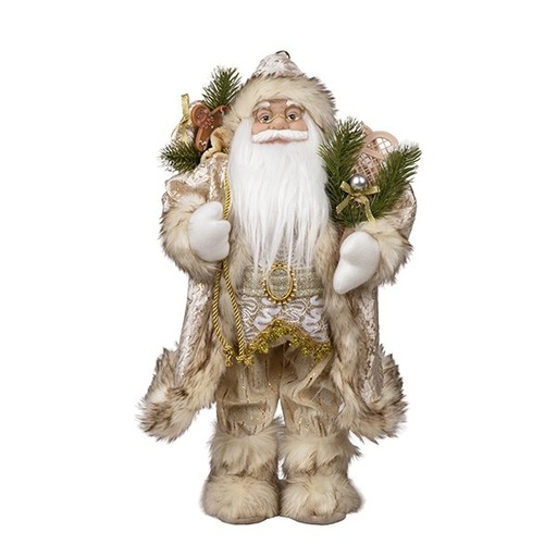 [600-48654] PAPÁ NOEL CON BEIGE PELO TRAJE, 45CM