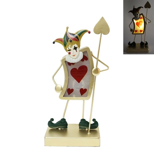 [600-48753] ILUMINADO ARLEQUÍN, ROJO CORAZÓN, A PILAS, 15X7X31CM