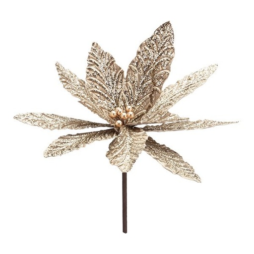 [600-49353] FLOR CON MARRÓN EN RELIEVE PÉTALOS Y PURPURINA, 39X40CM