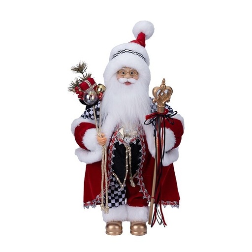 [600-49339] PAPÁ NOEL CON LUJO ABRIGO EN INTENSO ROJO, 45CM