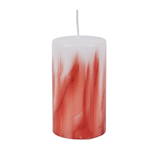 [819-01976] VELA CILÍNDRICA MÁRMOL BLANCO - ROJO 7X12CM
