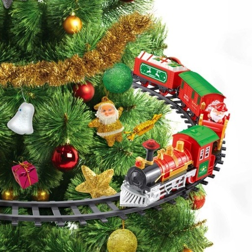 [600-49587] TREN JUEGO CON VÍAS QUE AJUSTE ALREDEDOR EL ÁRBOL, CON MÚSICA Y LUCES, A PILAS, 18UDS, TREN 75CM, VÍA DIÁMETRO: 276CM