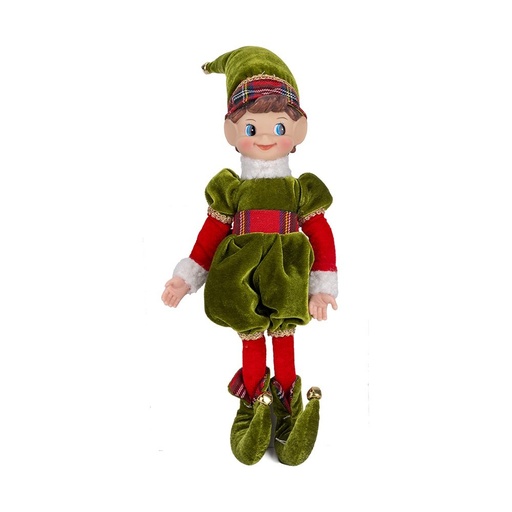 [600-49542] NAVIDAD ELFO CON VERDE VESTIDO, 30CM