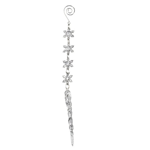 [600-49335] ADORNO COLGANTE CON COPOS DE NIEVE Y CRISTAL, 30CM