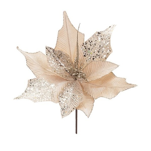 [600-49355] TERCIOPELO FLOR DE PASCUA, TOSTADO CON CHAMPÁN PURPURINA, 35X29CM