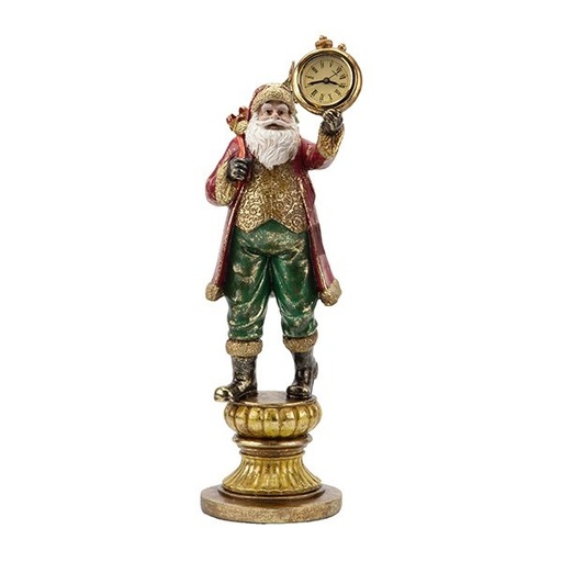 [600-48363] DECORATIVO PAPÁ NOEL CON RELOJ Y ROJO CAPA, 37.5CM