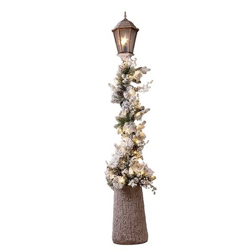 [600-48874] NEVADO COLUMNA FAROL DECORADO CON NAVIDAD RAMA, 70 LED BLANCO CÁLIDO, 180CM