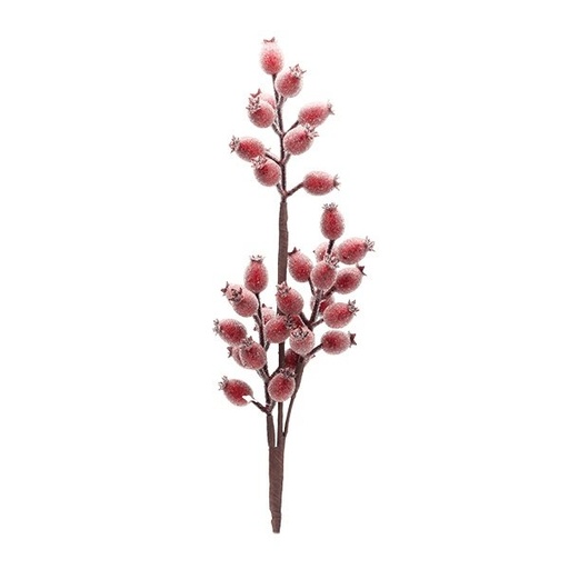 [600-49388] RAMA CON PEQUEÑO CRISTALIZADO BAYAS, ROJO, 52CM