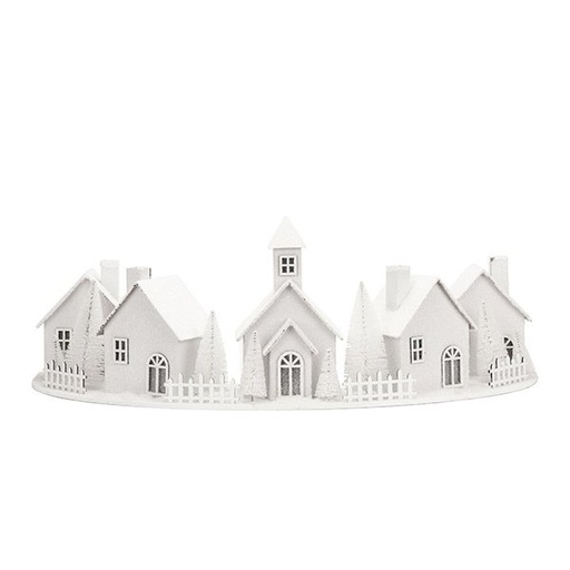 [600-48436] SEMICIRCULAR ILUMINADO DECORATIVO, CON BLANCO CASAS, 15 LED, 61X25.5X21CM