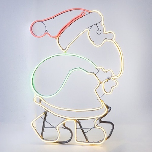 [600-23127] PAPÁ NOEL 45X67.5CM CON MOVIMIENTO, 5.7M NEON LED MANGUERA LUMINOSA, VERDE, ROJO & LED BLANCO CÁLIDO, CABLE DE ALIMENTACIÓN 5M, IP44