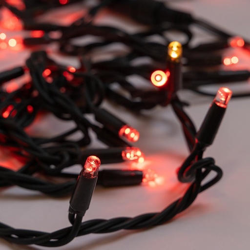 [600-09272] GUIRNALDA LINEAL, 100 LED 5MM CON VASOS, 230V, 2 CONECTORES HASTA 9 JUEGO, VERDE CABLE DE GOMA, 90 LED ROJO & 10 LED BLANCO CÁLIDO INTERMITENTE CADA 10CM, IP65 (NO CABLE DE ALIMENTACIÓN)
