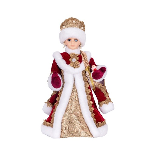 [600-49556] MUÑECA CON DORADO VESTIDO Y BURDEOS CAPA, 40CM