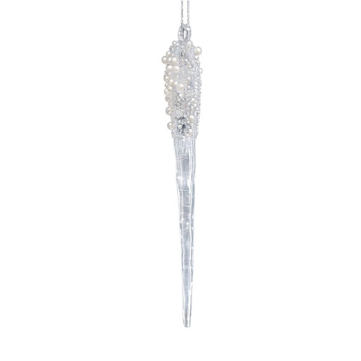 [600-49470] ADORNO COLGANTE, ESCARCHADO CRISTAL, 19.9CM