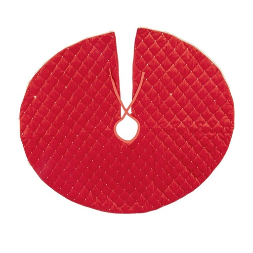 [600-49614] ROJO TERCIOPELO ACOLCHADO FALDA PARA ÁRBOL, 90CM