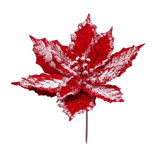[600-49362] ESCARCHADO FLOR DE PASCUA, ROJO TERCIOPELO, 38X30CM