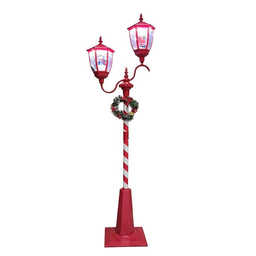 [600-49698] DOBLE BOLA DE NIEVE FAROL CON CORONA Y CARAMELO, LUCES, MÚSICA, Y MOVIMIENTO, CON TRANSFORMADOR, 66X40.5X226CM
