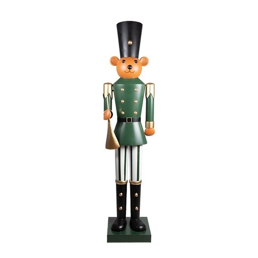 [600-48622] OSO DE PELUCHE SOLDADO, VERDE, METAL, 47X40X200CM