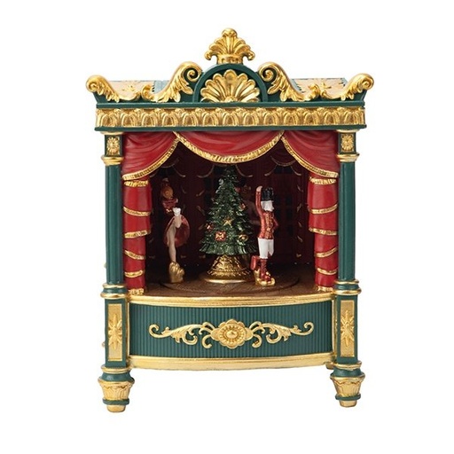 [600-48384] VERDE TEATRO ESCENARIO CON MÚSICA Y MOVIMIENTO, A PILAS, 17.5X13X24CM